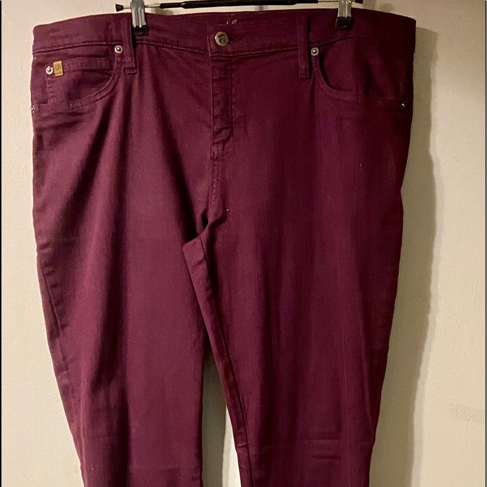 NWT SECOND YOGA HIGH RISE SKINNY LEG ANKLE DEEP BURGUNDY 4WAY STRETCH YOGA JEANS